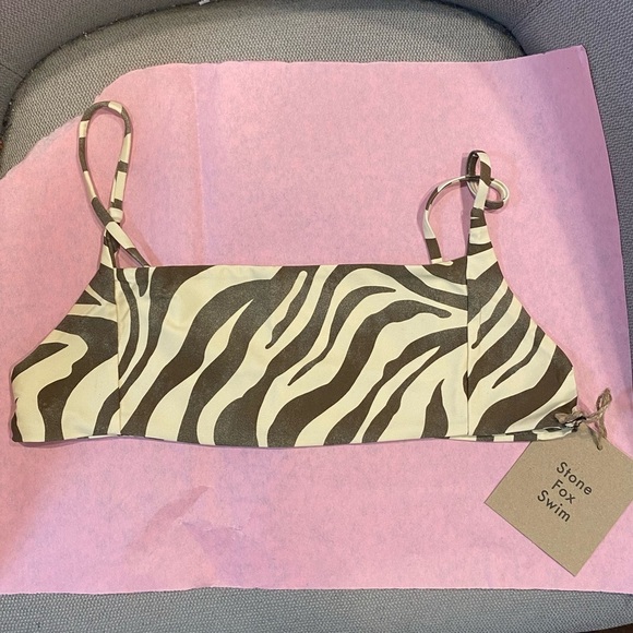 NWT Stone Fox Swim Samay Bikini Top Earth Zebra SIZE LARGE - Picture 5 of 8